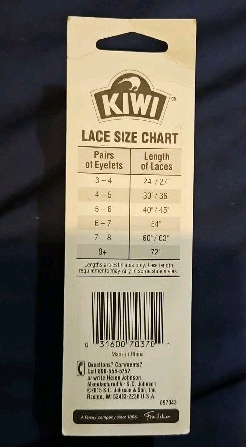 NEW! KIWI No-Tie Black Shoe Laces One-Size, NEW