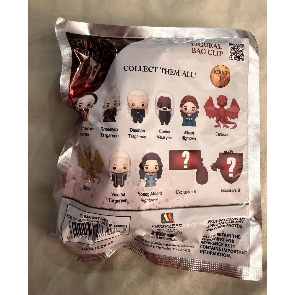 3D Game of Thrones House of the Dragon Series 1 Mystery Figural Bag Clip