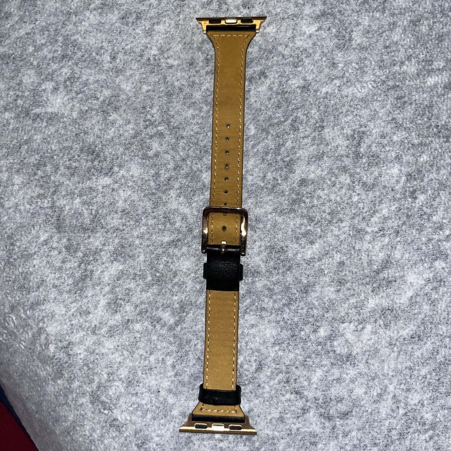 Black Apple Watch Strap w/ Brass Buckle fits 38/40/41mm Series 4,5,6,7,8,9 & SE