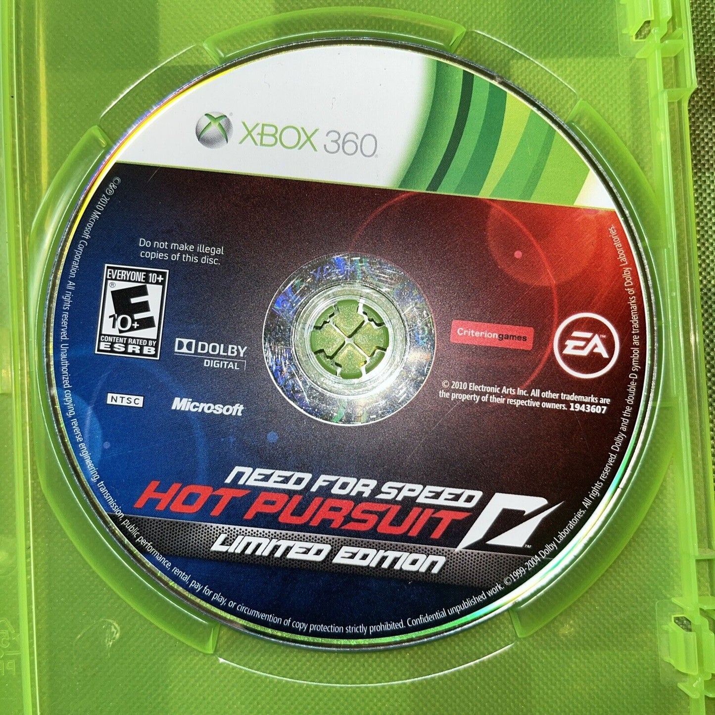 Need for Speed: Hot Pursuit - Limited Edition ( Xbox 360) No Cover Art. W/Manual