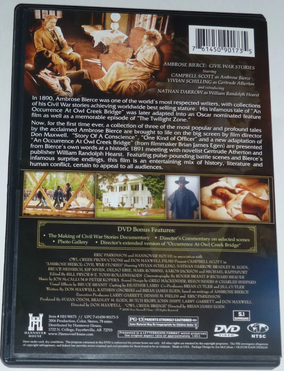 Ambrose Bierce: Civil War Stories (DVD) Tested. New Case
