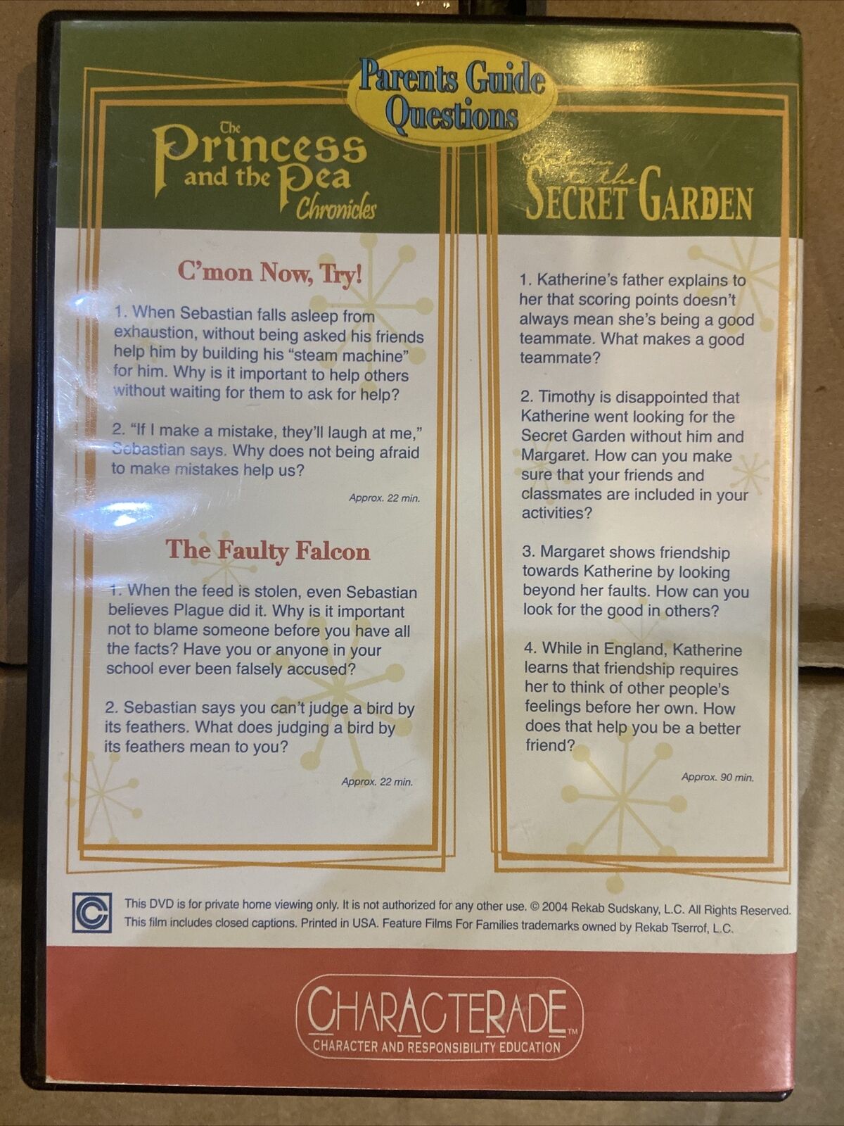 The Princess and the Pea Chronicles & Return to the Secret Garden DVD Used