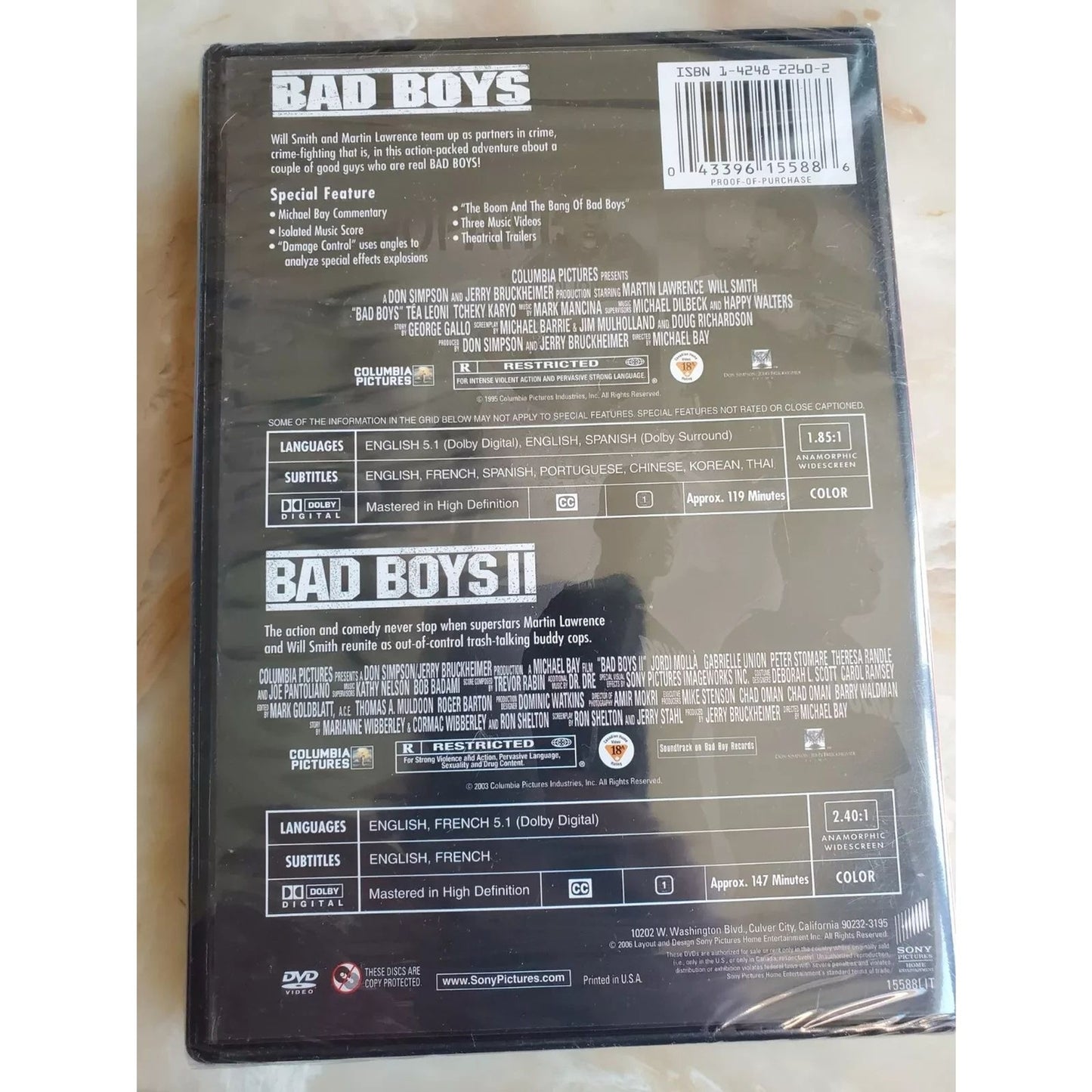Bad Boys I & II (DVD) Factory Sealed - Free Shipping