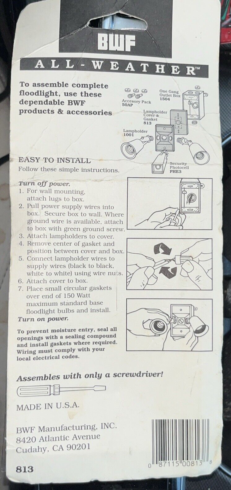 BWF All weather outdoor 3 Hole Rectangular Cover, with gasket and screws