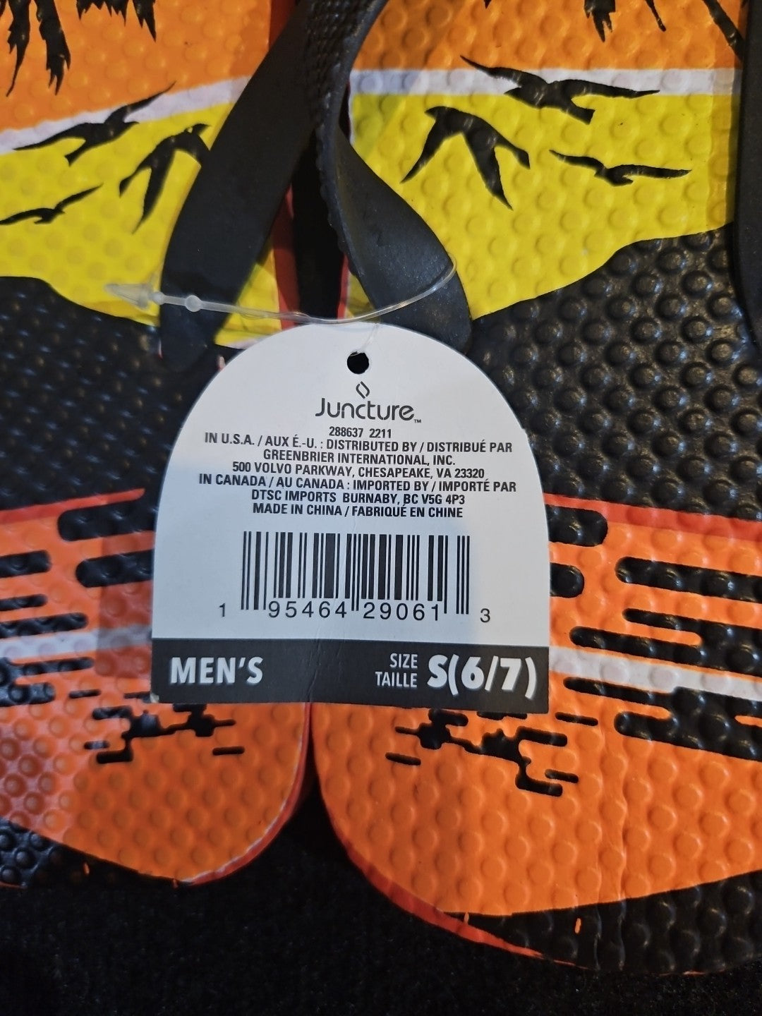 Juncture Men's Size Small 6/7 Tropical Design Flip Flops