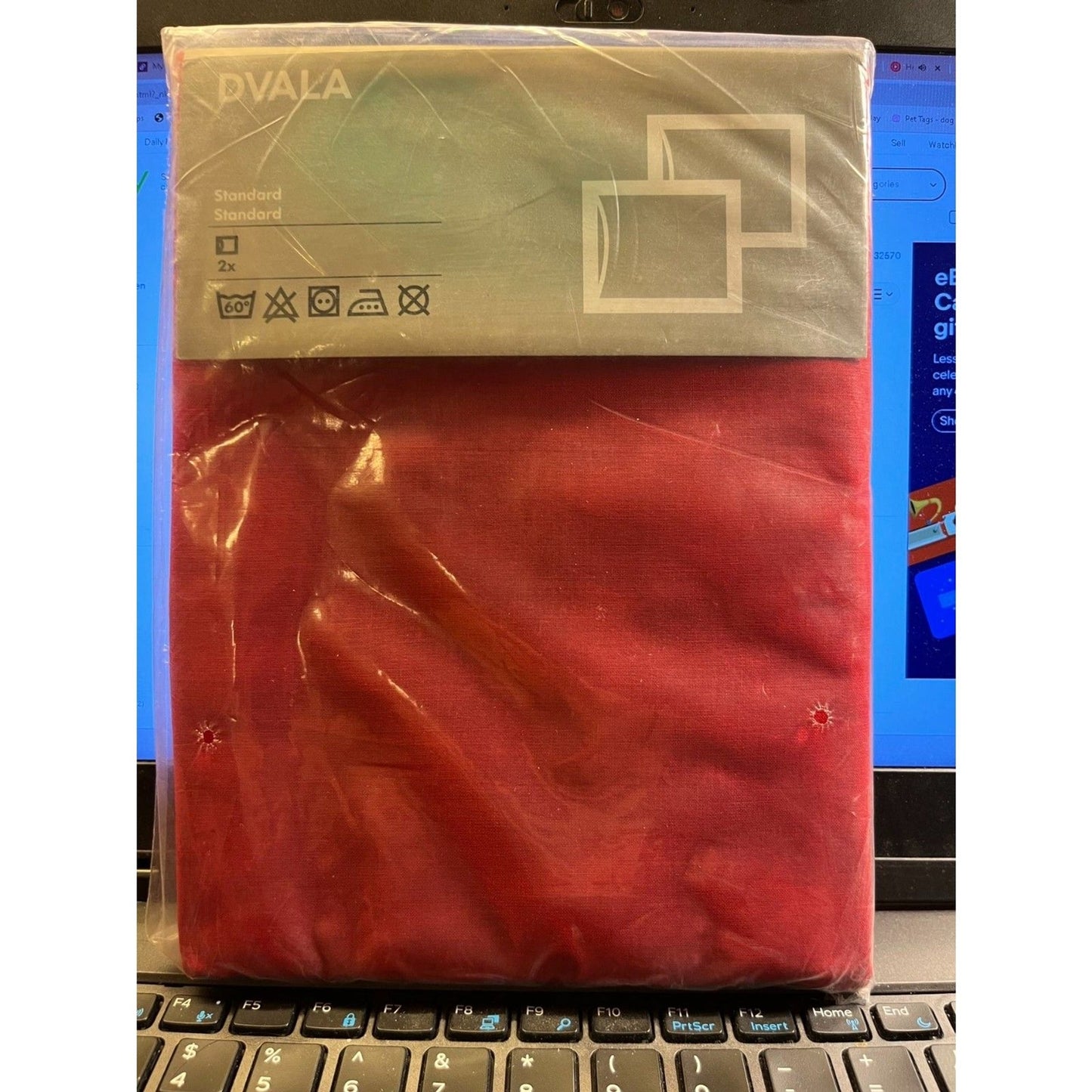 IKEA Dvala Red King Flat Sheet And Two Pillow Cases - Factory Sealed