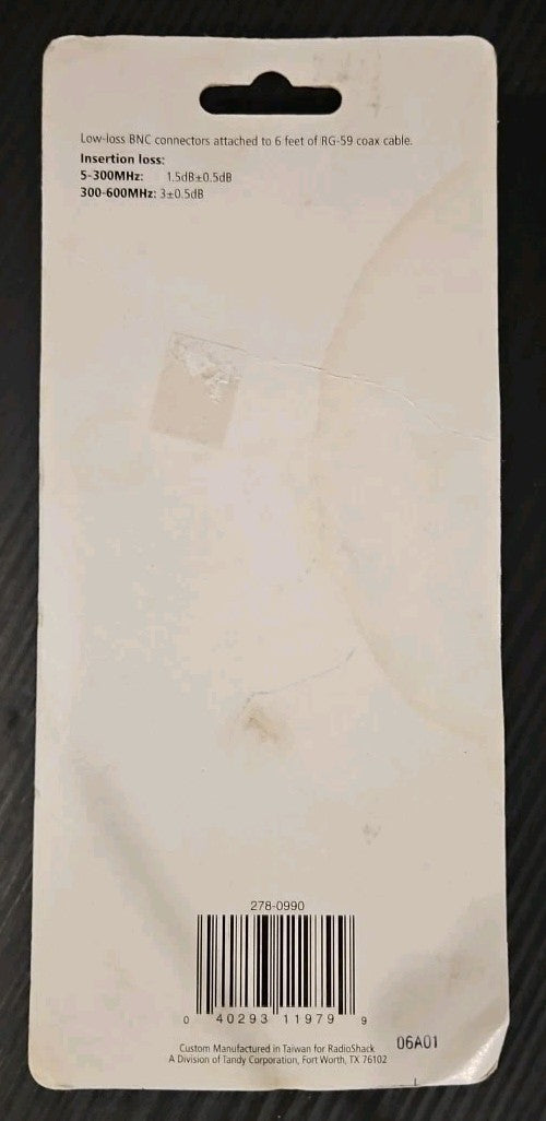 Radio Shack 6-Ft (1.82m) RG- 59 Coaxial Cable Assembly 75-ohm Coax With BNC - 5