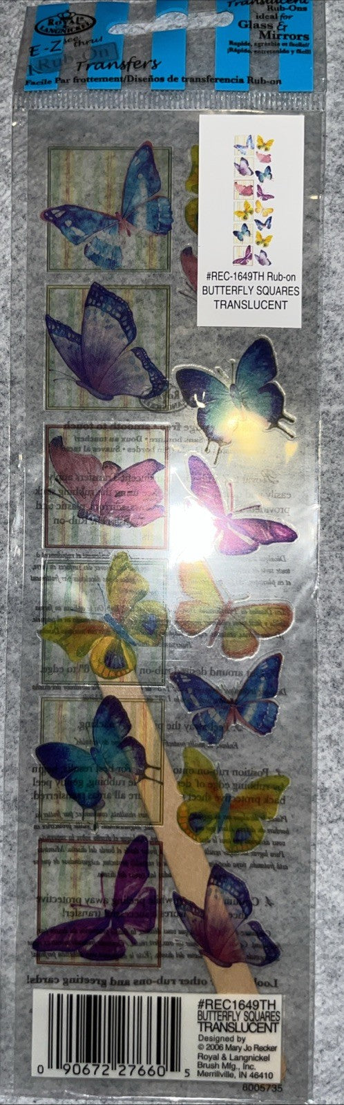 Rub On 14 Translucent Butterflies