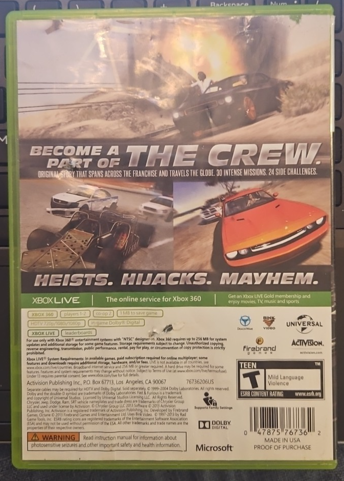 Fast & Furious: Showdown - Microsoft Xbox 360 - Worn/Torn Artwork. Tested