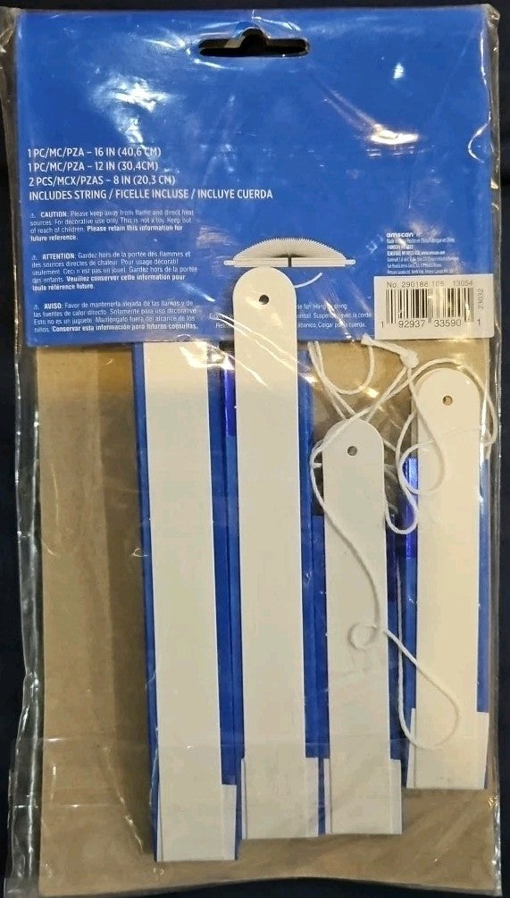 4 Pieces Blue Hanging Decorations One 16 Inch One 12 Inch Two 8 Inch New