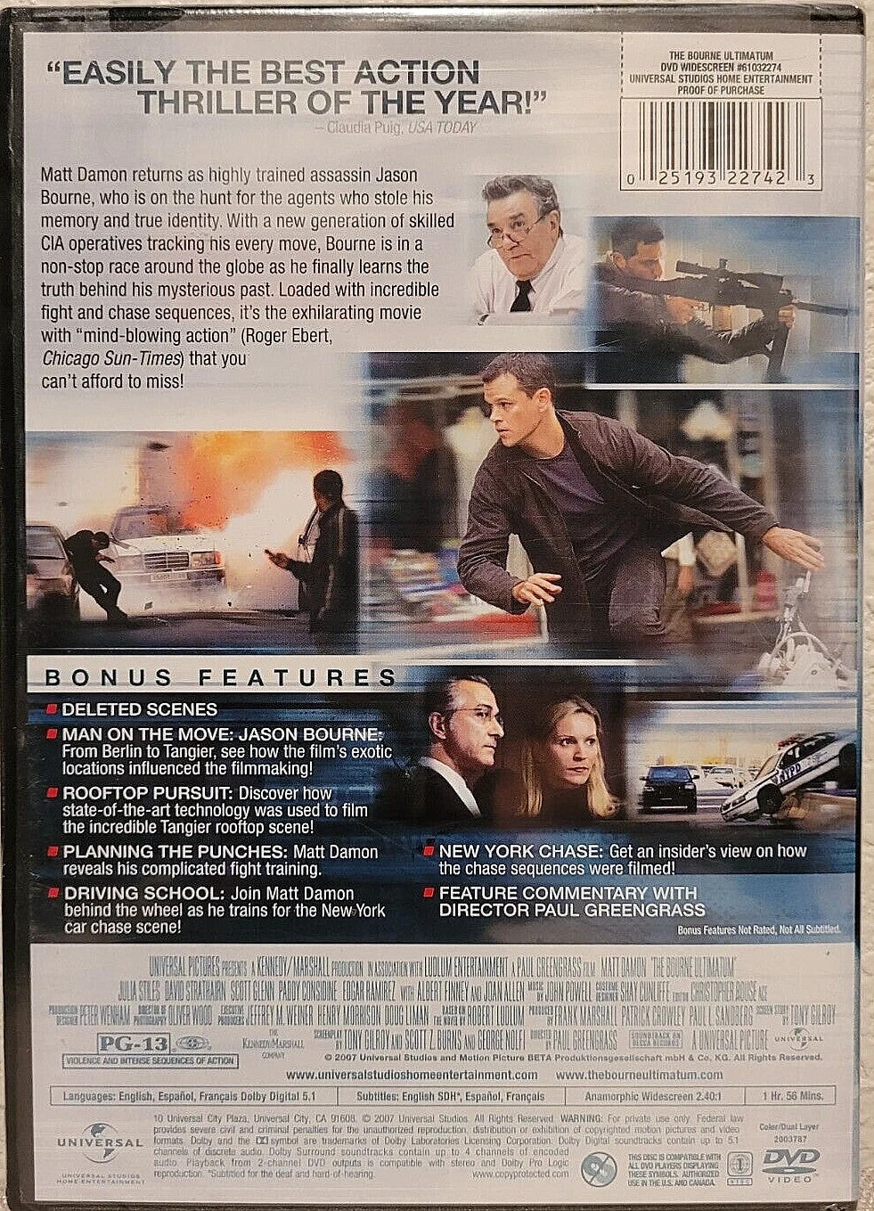 The Bourne Ultimatum (Widescreen DVD, 2007) Matt Damon -Tested