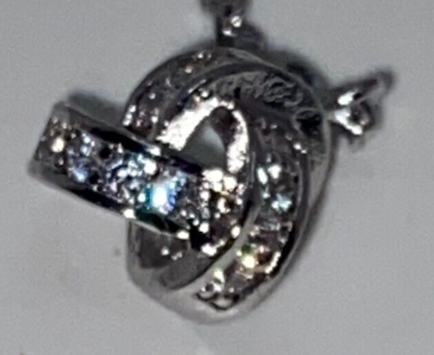 3/8" Cubic Zirconia Love Knot Pendant Necklace 18" Chain