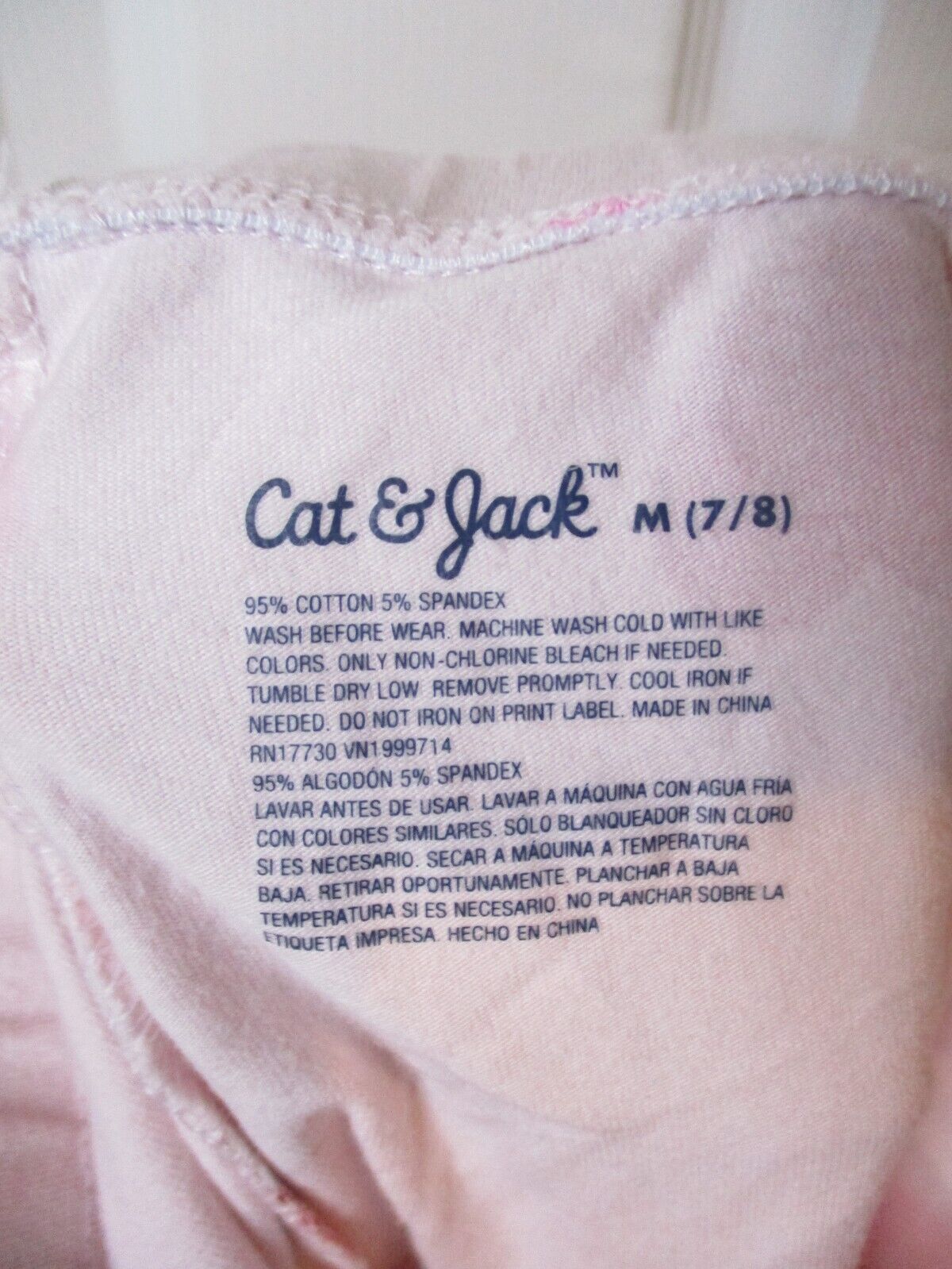 Girls Cat & Jack Pink Red White Hearts Leggings Medium 7/8