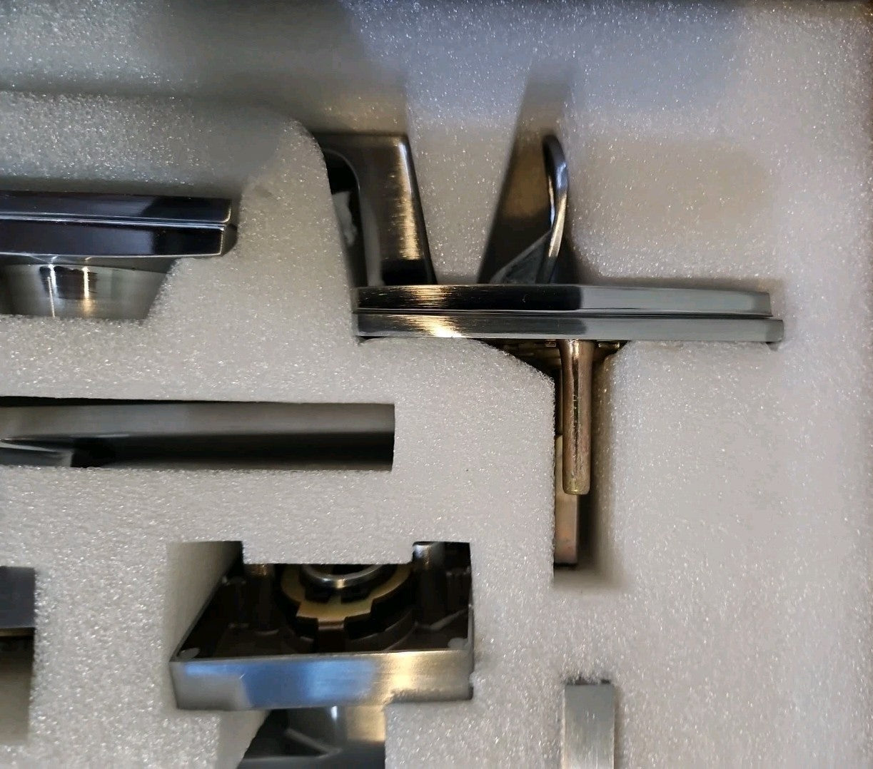 TICONN Heavy Duty Double Front Door Handle & Deadbolt Set - Satin Chrome Finish