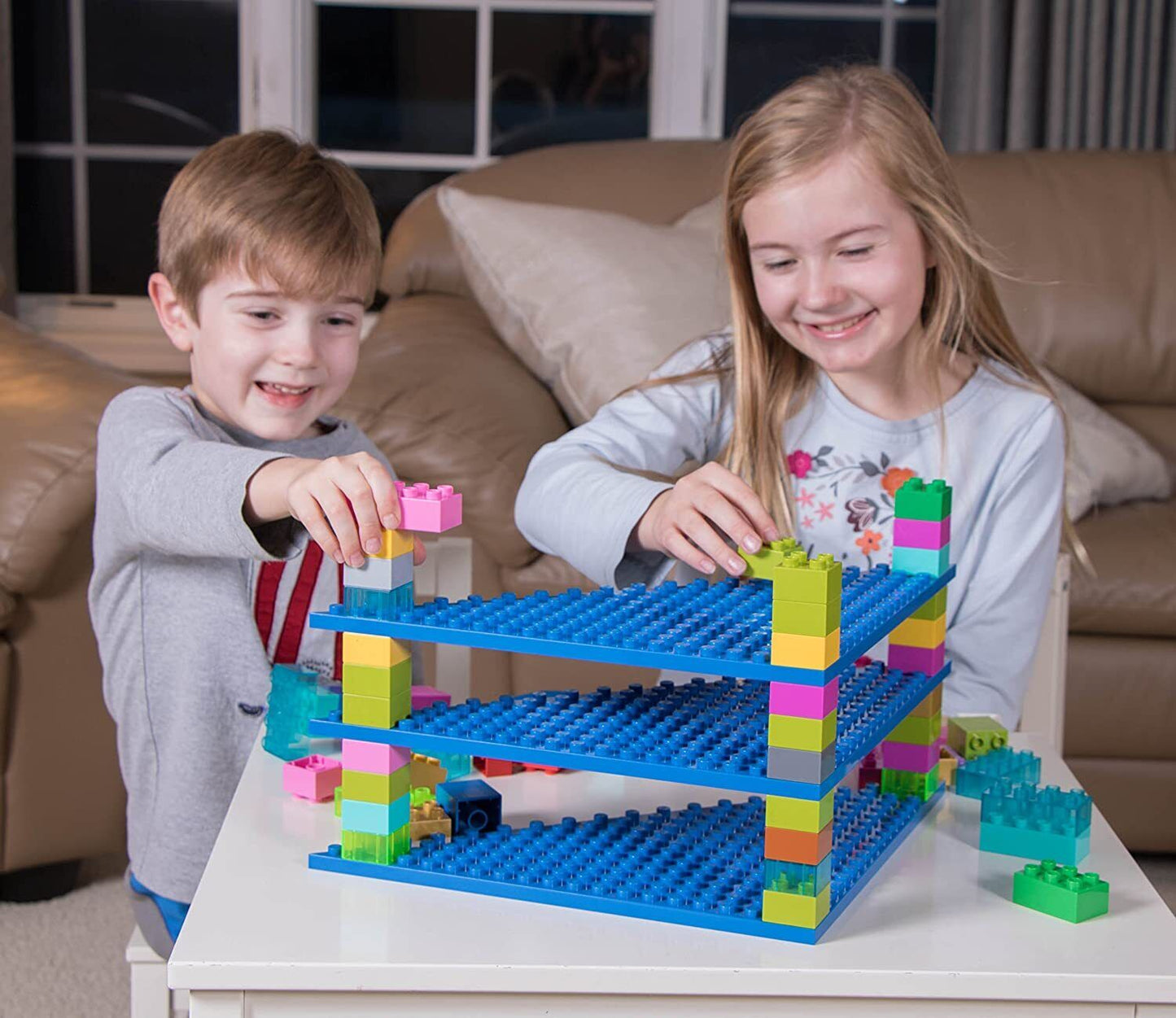 Big Briks 12.5" x 12.5" Stackable Triangle Bases 4 Pack Blue