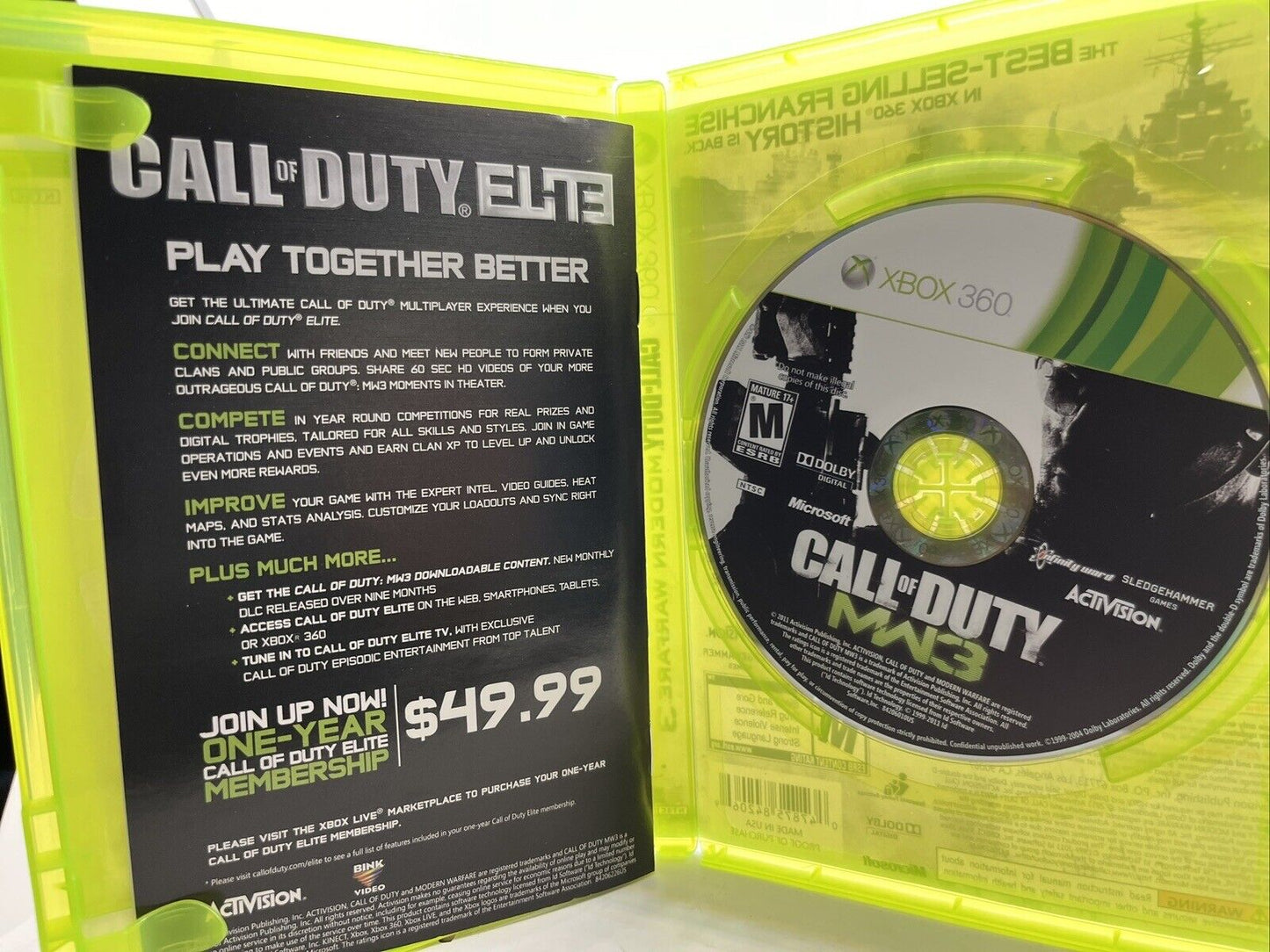 XBOX 360 Call Of Duty Modern Warefare 3 New Case. Tested. No Scratches.