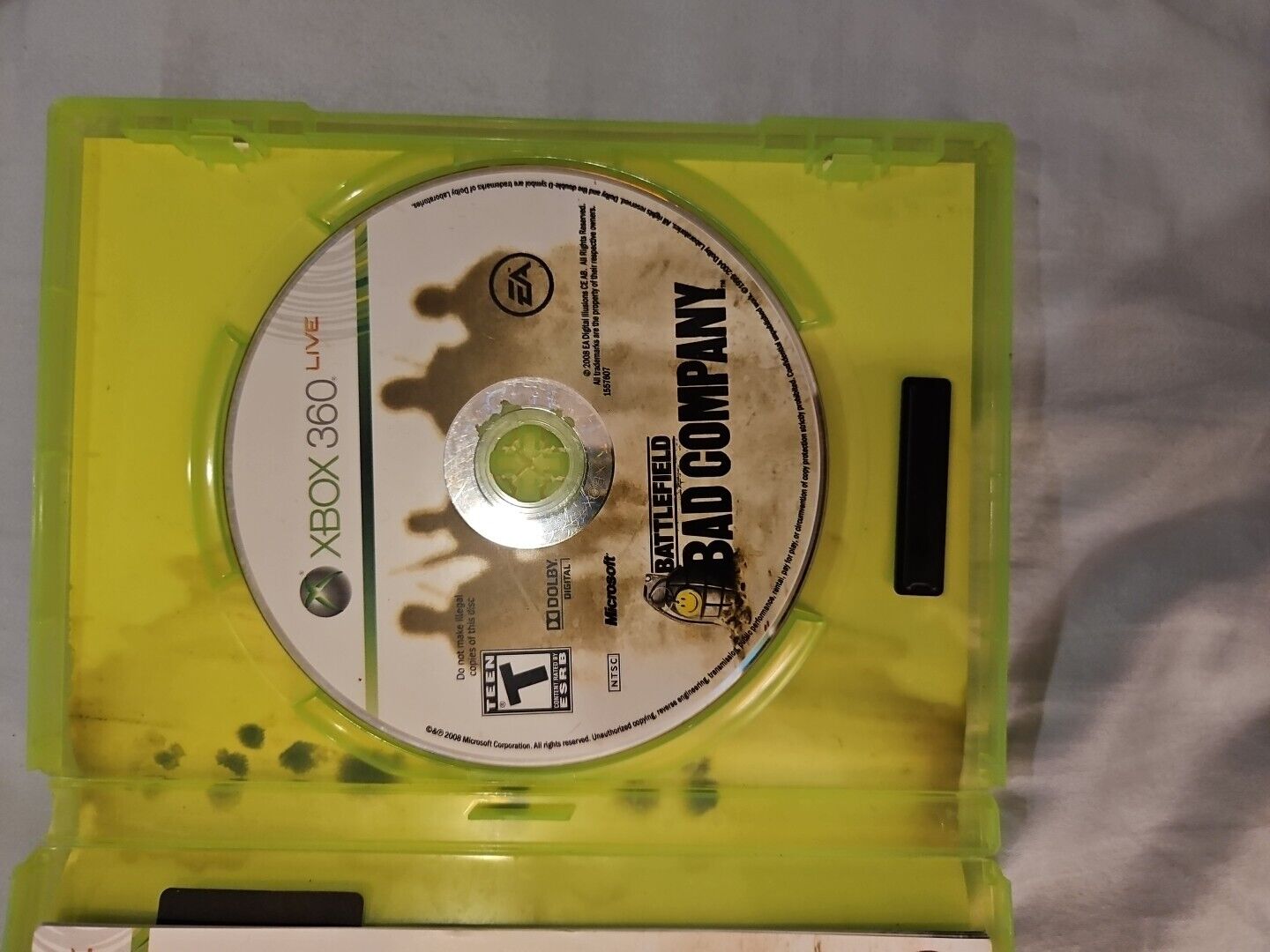 Xbox 360 : Battlefield: Bad Company Stained artwork. Has manual. Tested