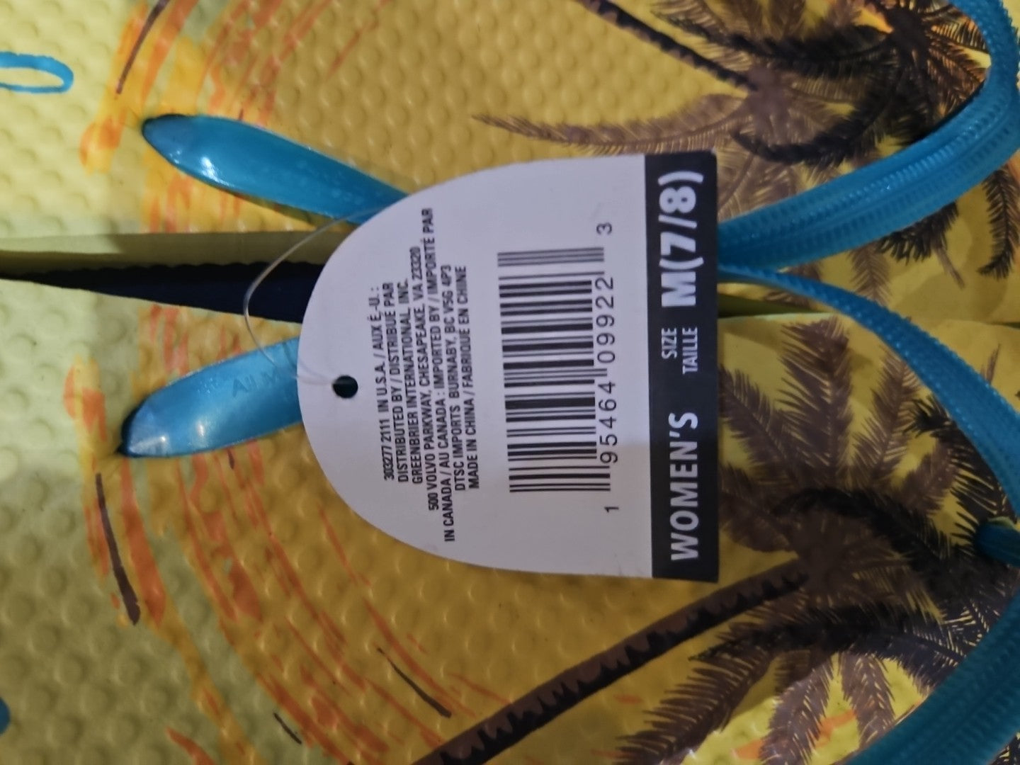 Hawaiian Sunset Palm Trees Flip Flop Rubber by Juncture Women's Size 7/8