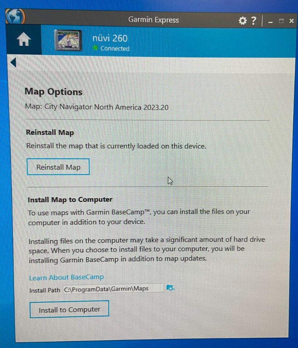 Garmin nuvi 260 32GB SD Bundle with 2022 Maps, Charger / Data Cable, Manual