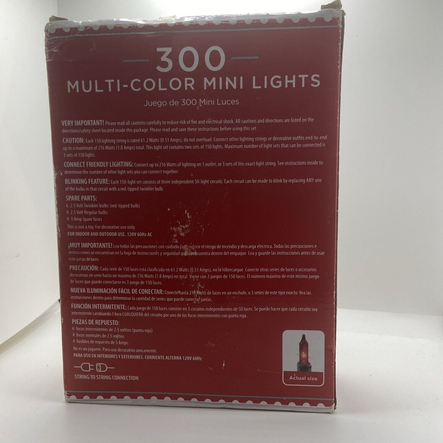Holiday Time 300 Multi-color Mini Lights Green Wire Indoor/Outdoor NIB UL 62.5’