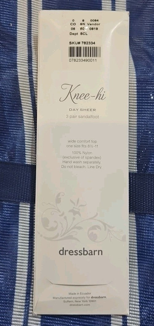 Dress Barn 8.5-11 Nude Knee-Hi Day Sheer 3-Pair