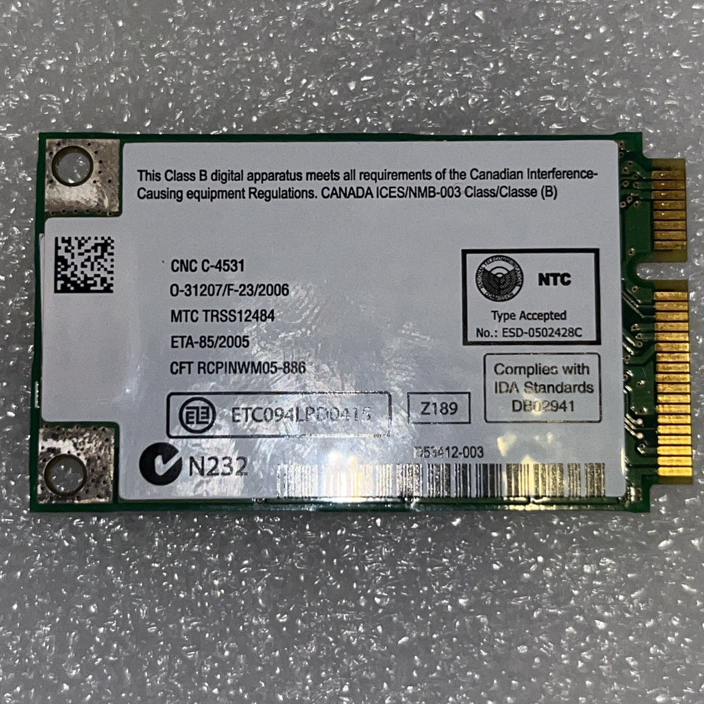 Intel PRO IBM WM3945ABG MOW1 Wifi Card MiniPCI 0NC293 Laptop