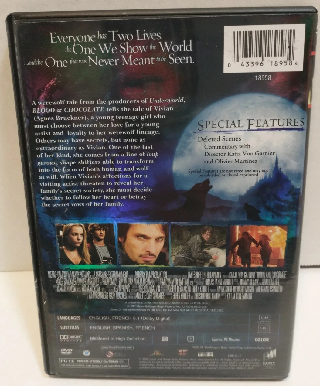 Blood & Chocolate (DVD) 2007 Sony Hugh Dancy Olivier Martinez Agnes Bruckner