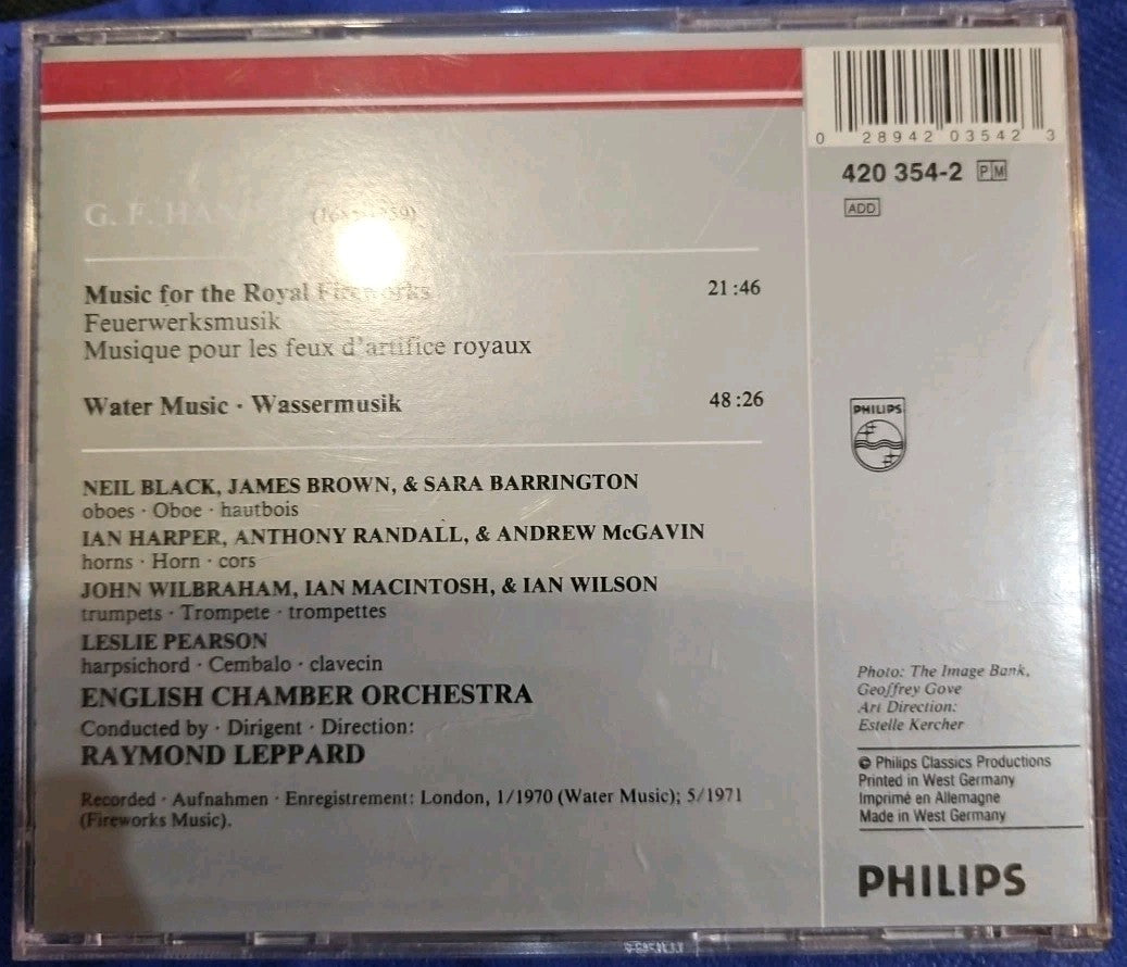 Fireworks Music Water Music - Audio CD By Handel
