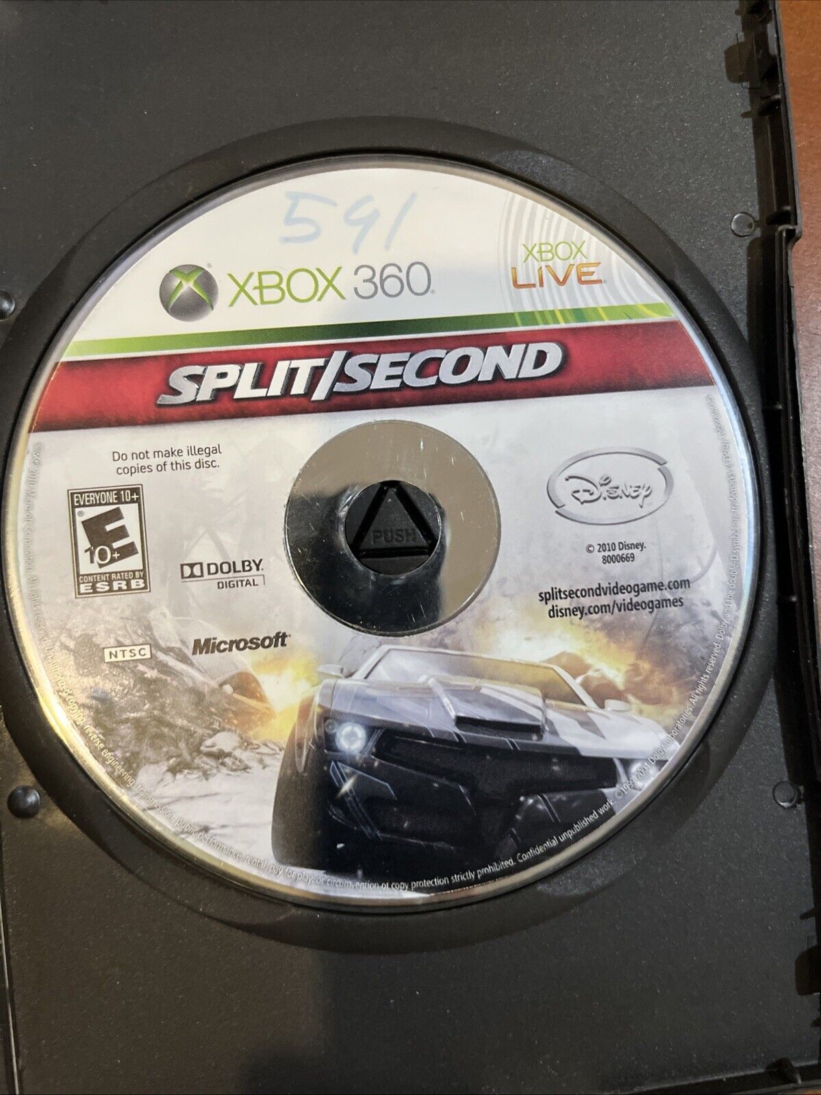 Split/Second (Xbox 360) No Artwork Nor Manual. Tested. No Scratches.