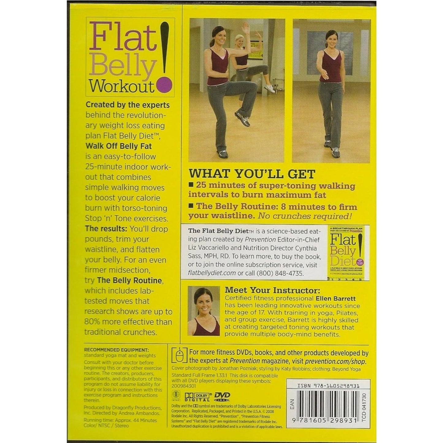 Flat Belly Workout! Walk Off Belly Fat with Ellen Barrett (DVD) Brand New Sealed