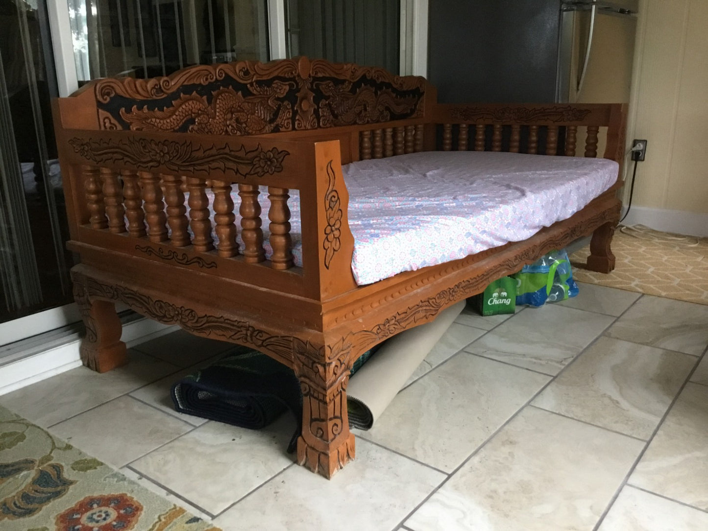 Teak Twin Daybed from Thailand Hand Carved