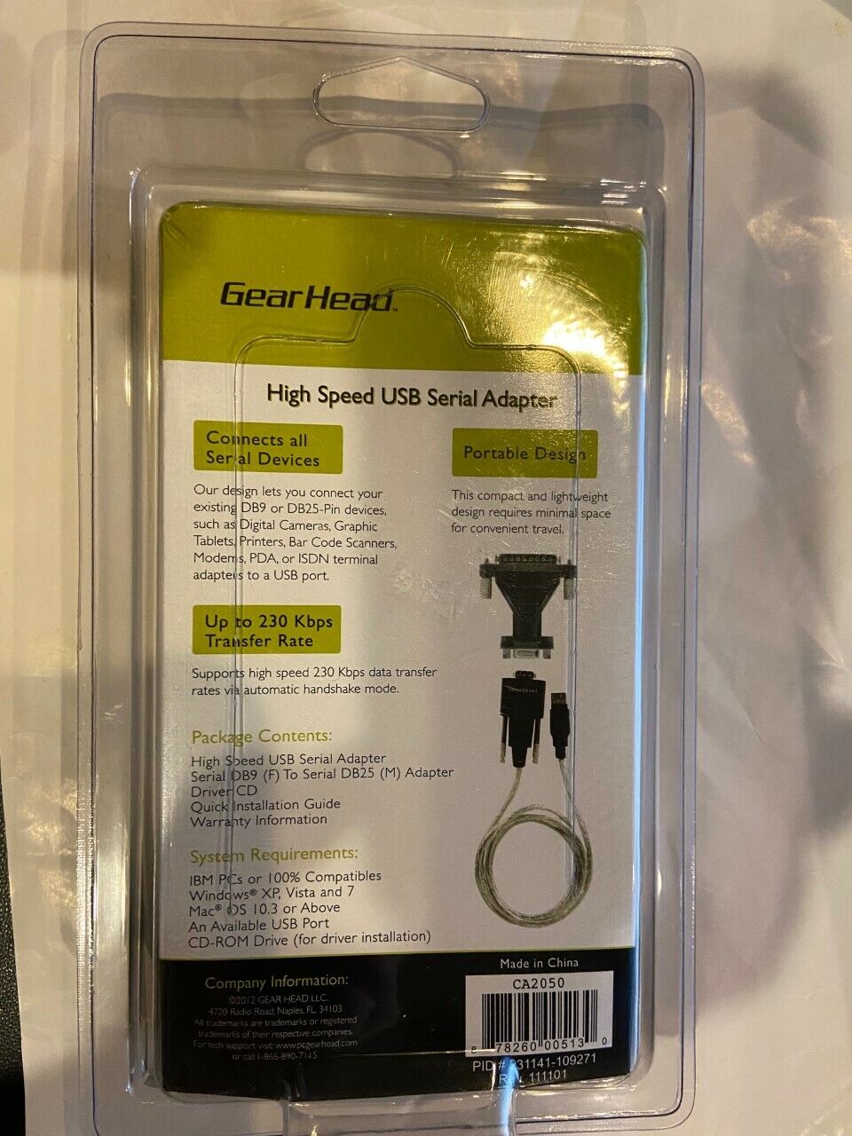 Gear Head 6ft USB to DB9 / RS232 / DB25 Cord Adapter Set