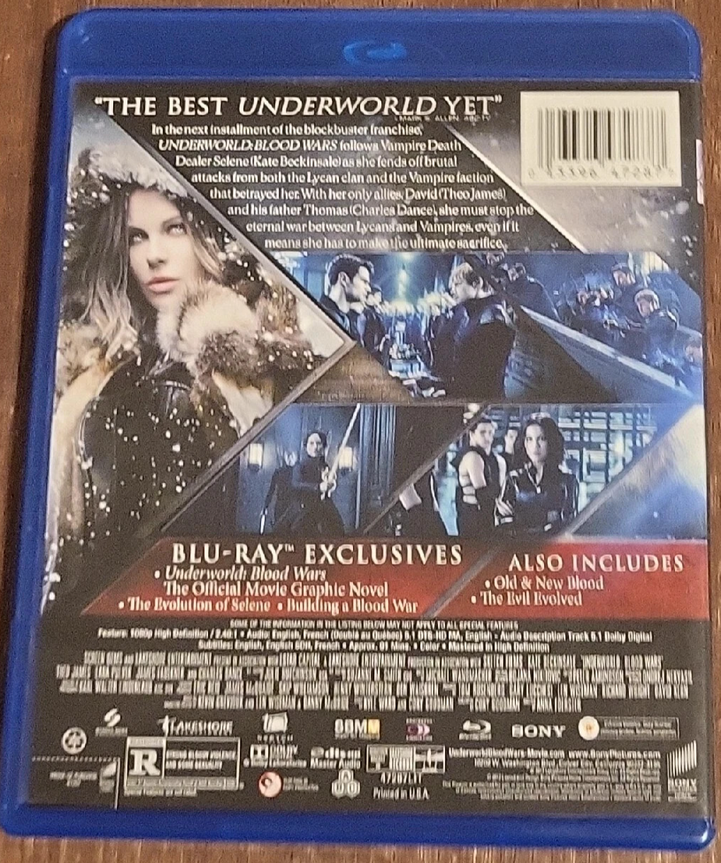 Underworld: Blood Wars (Blu-ray, 2017) Tested. New case