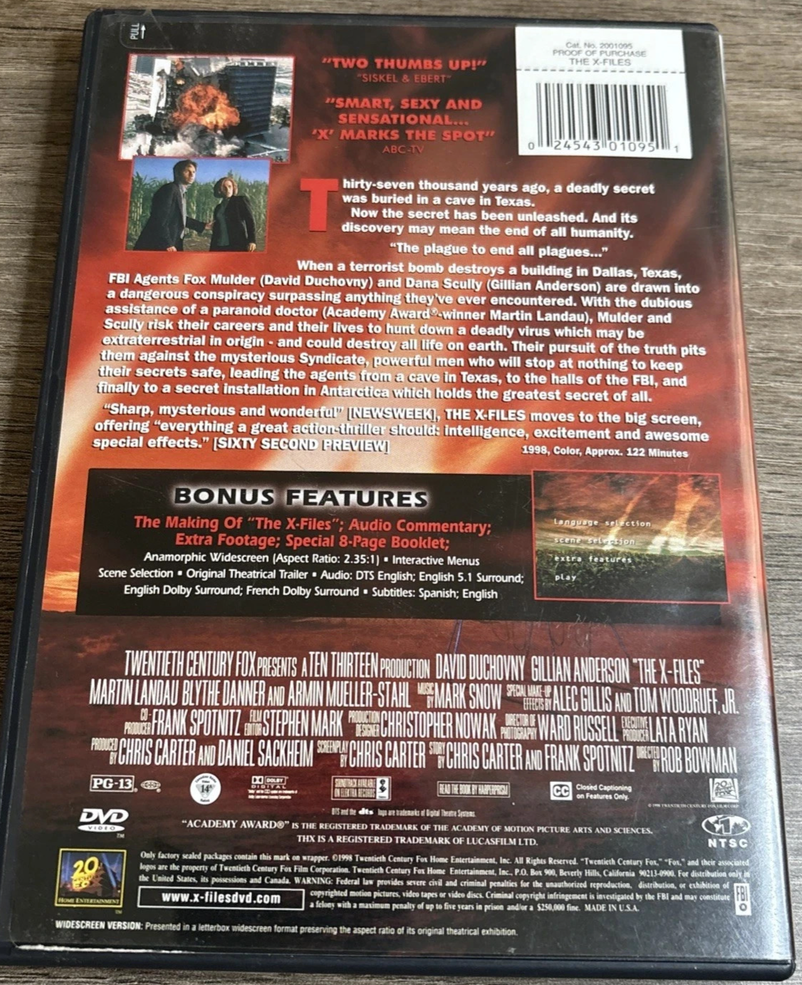 The X-Files: Fight the Future (DVD) Enhanced Widescreen - Tested. New Case