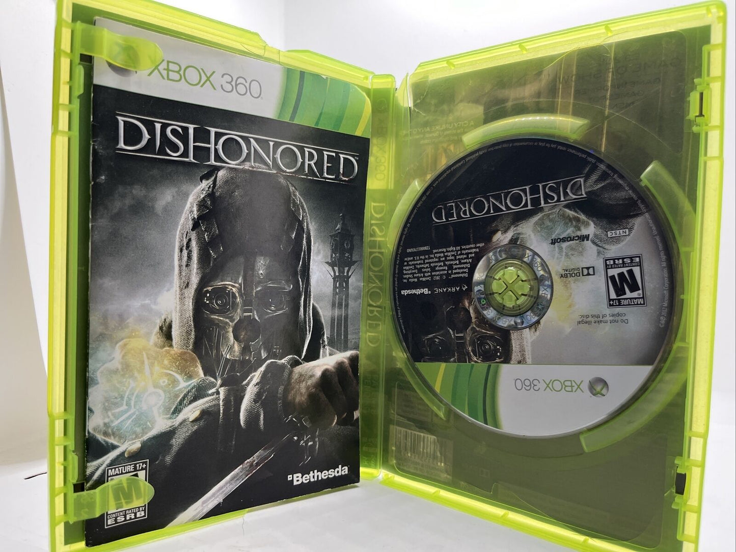 Dishonored (Microsoft Xbox 360, 2012) CIB. New Case. Tested