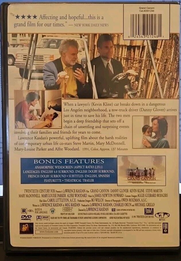 Grand Canyon (DVD, 1991) Tested