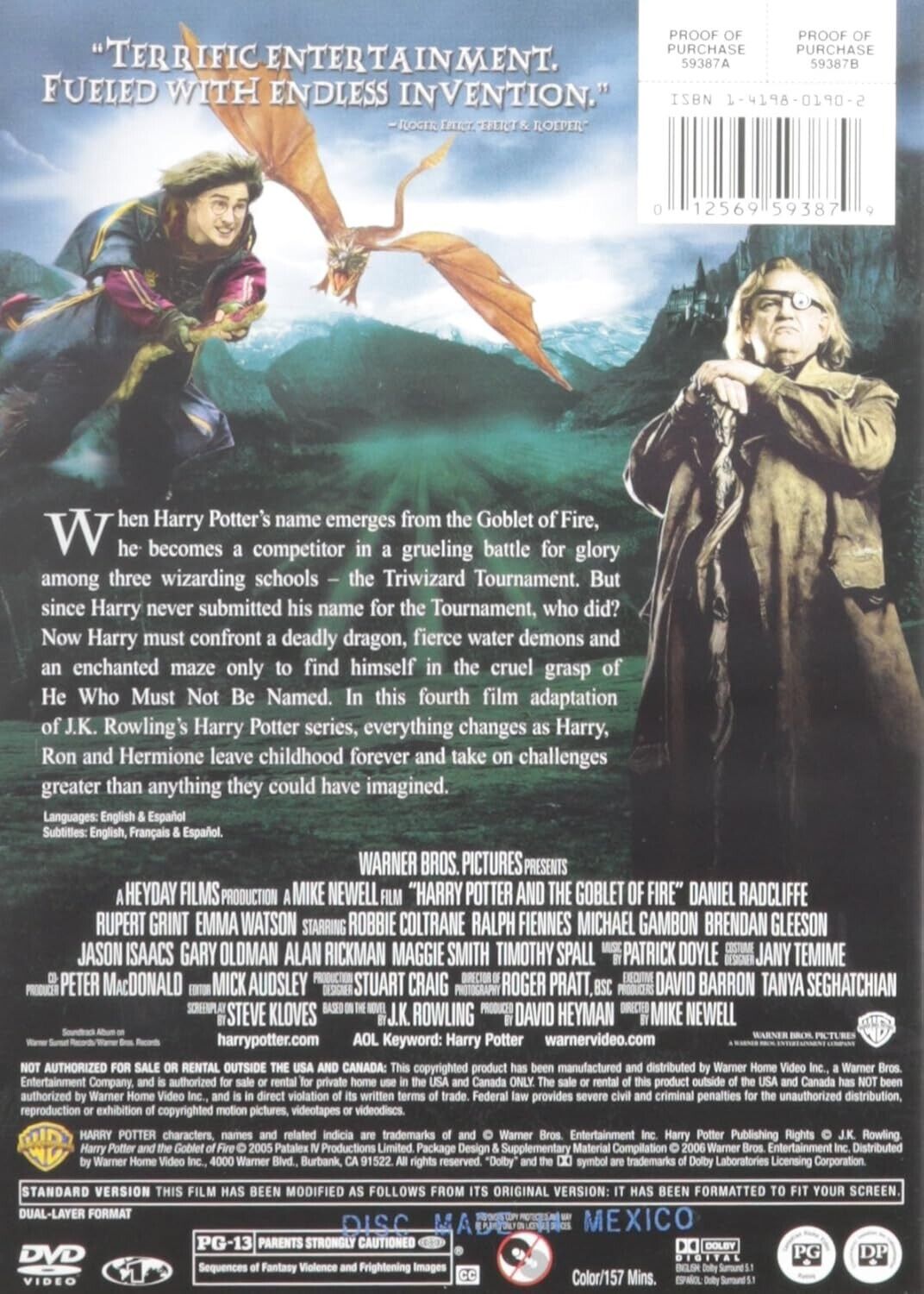 Harry Potter and the Goblet of Fire (DVD, 2006, Full Frame) Brand New