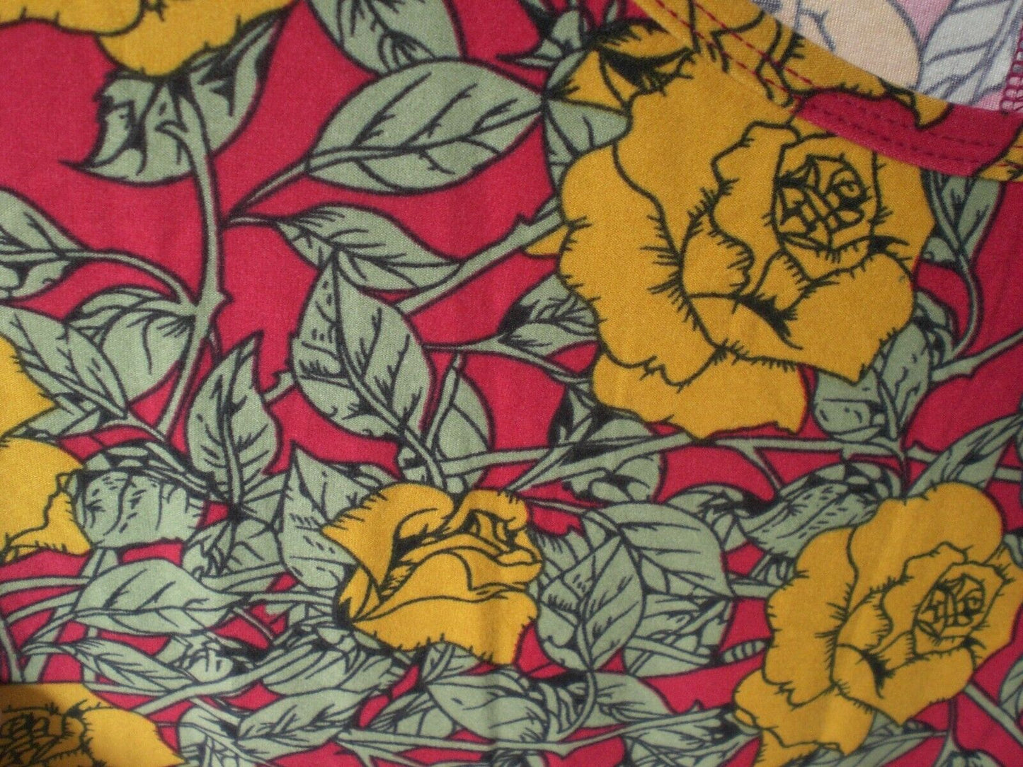 LuLaRoe Red Mustard Floral Perfect T Shirt Blouse Top XXS