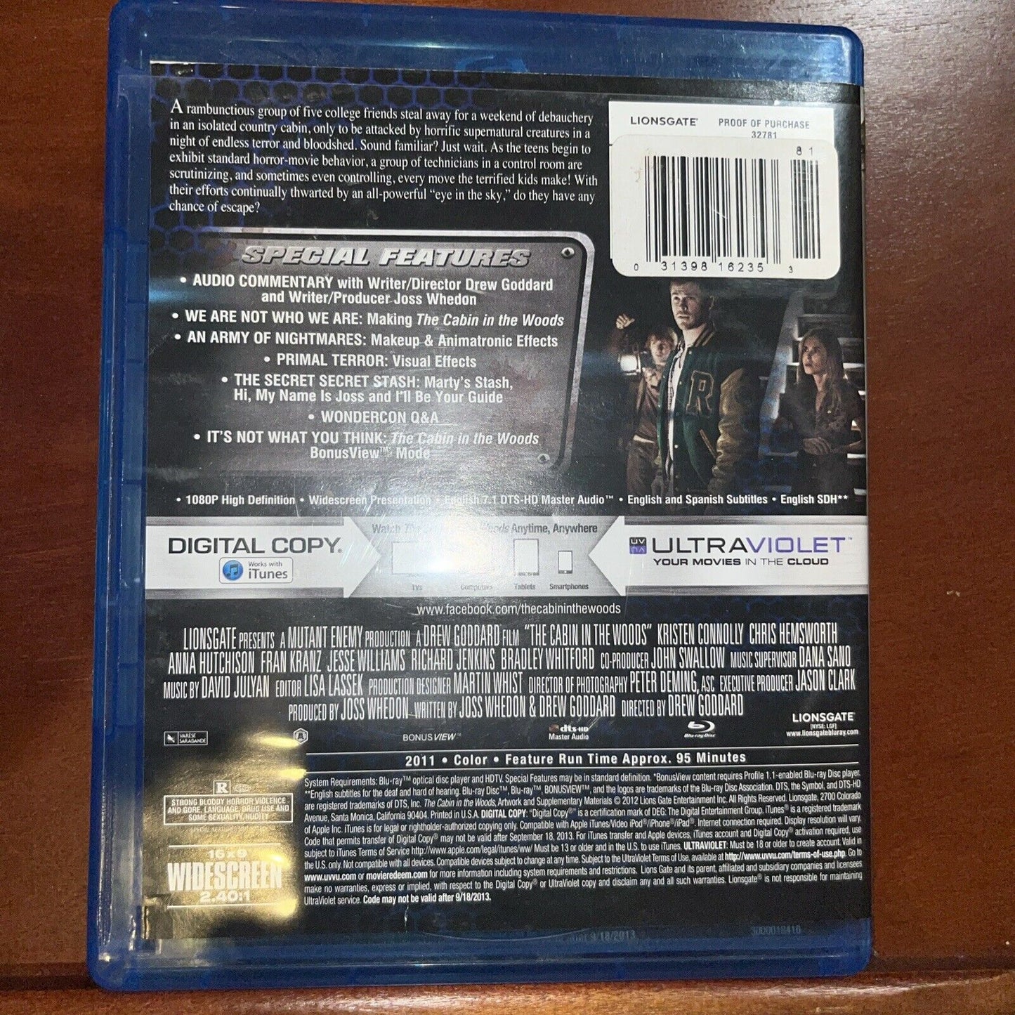 The Cabin in the Woods - Blu-Ray & DVD - (2-Disc) - pre-owned, very good