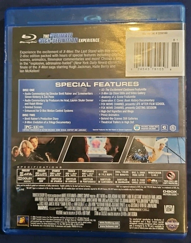 X-Men: The Last Stand (Blu-Ray) 2-Disc X3. No Digital Download. New Sealed