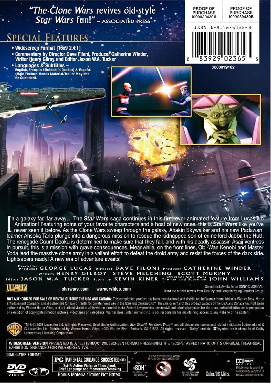 Star Wars: The Clone Wars (DVD, 2008)