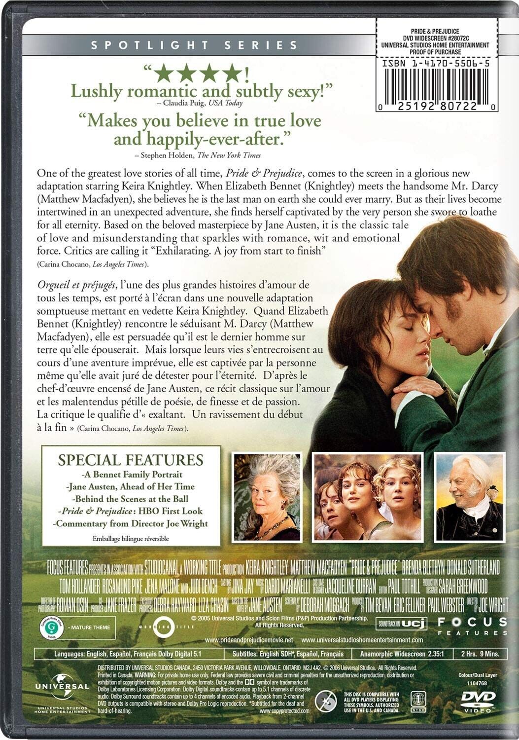 Pride and Prejudice (DVD, 2006, Full Screen) Brand New