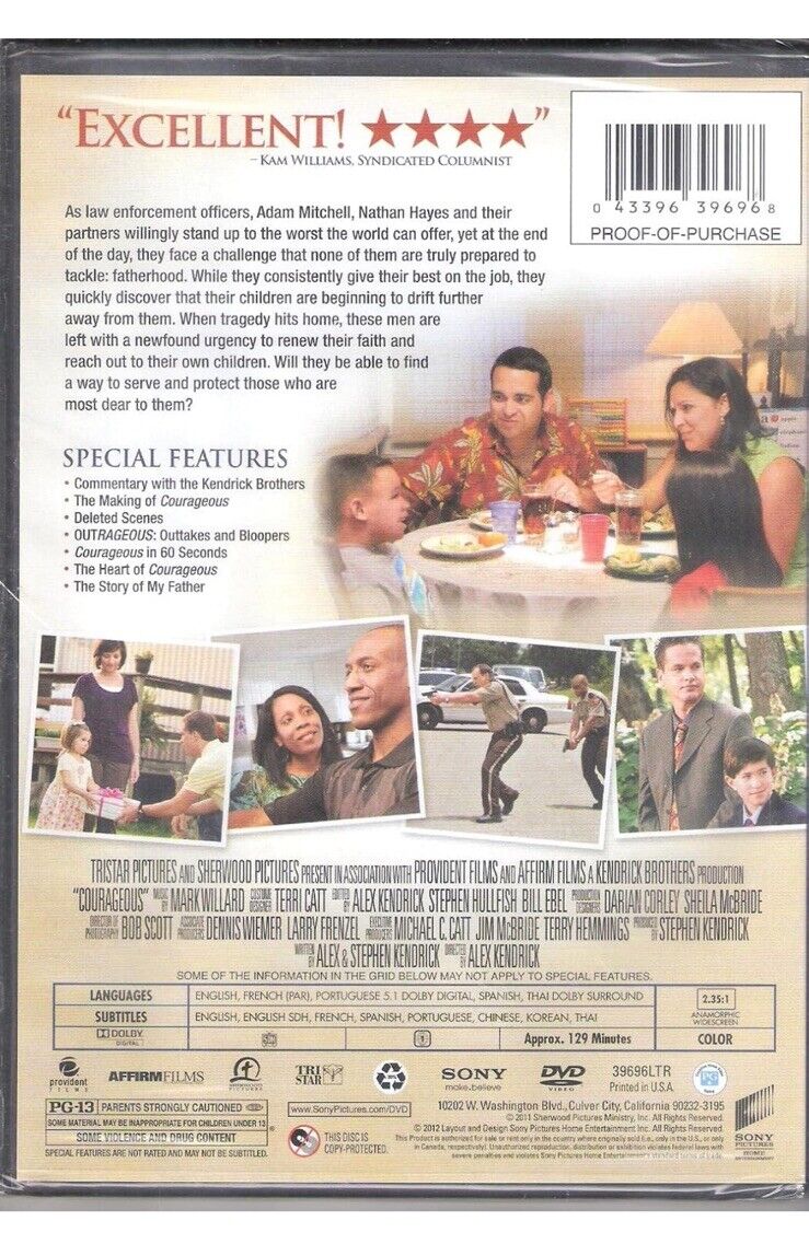 Courageous DVD Widescreen Honor Begins At Home Great Condition 2012