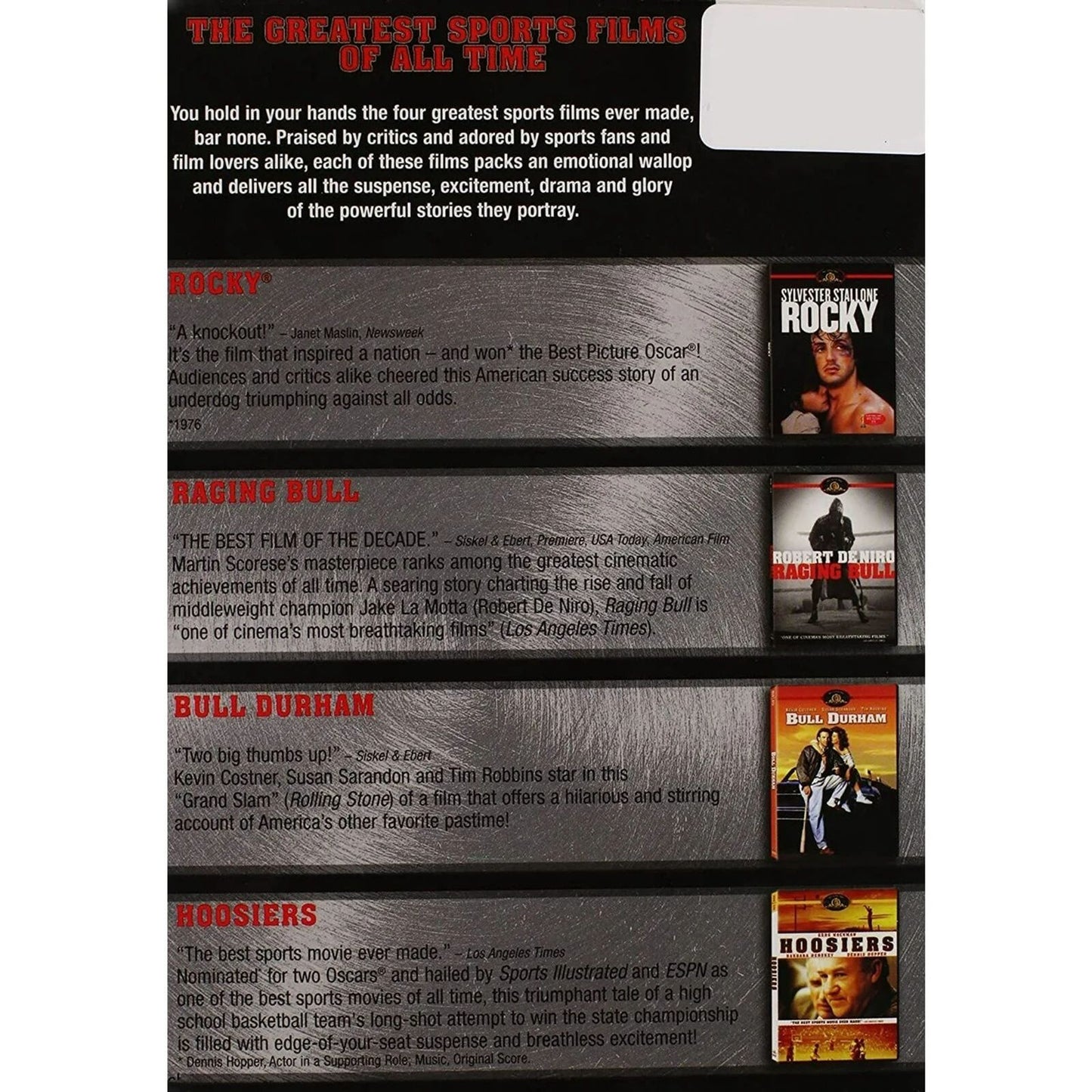 The Sports Giftset: Bull Durham / Hoosiers / Rocky / Raging Bull (DVD) BRAND NEW