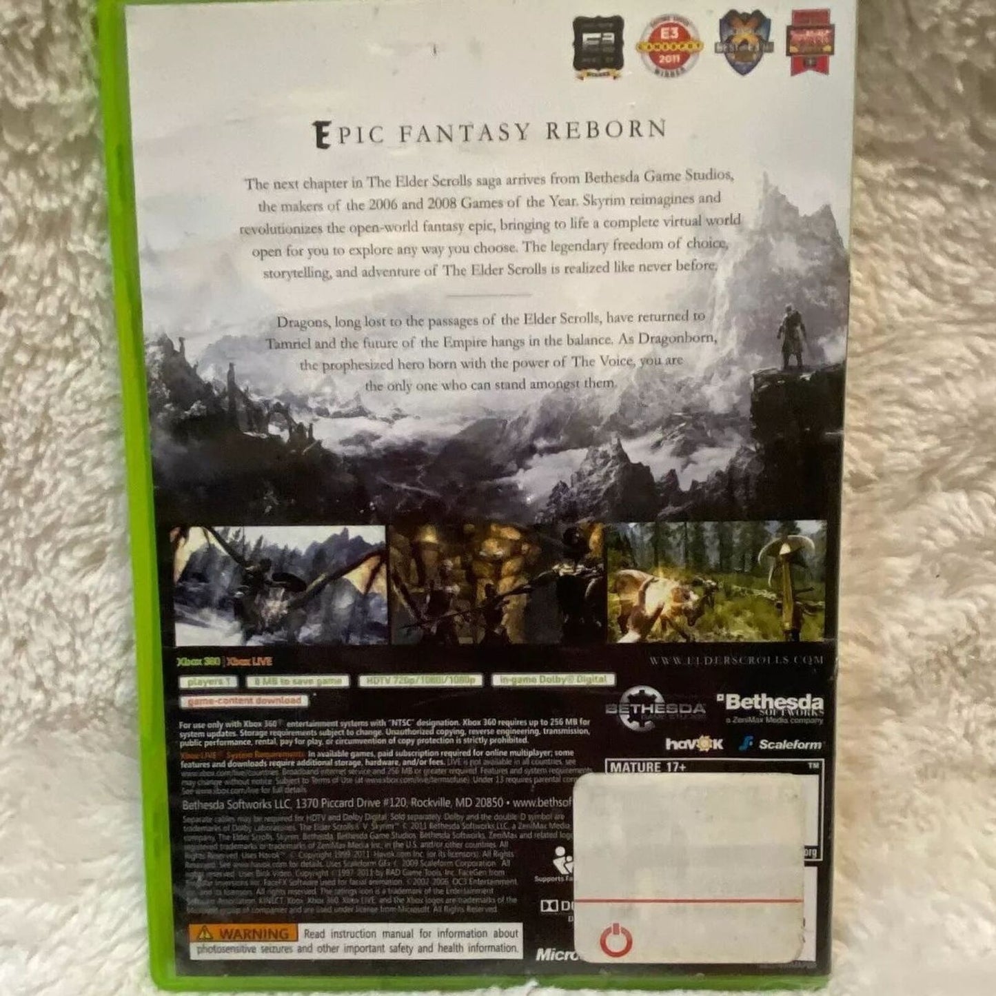 The Elder Scrolls V: Skyrim (Xbox 360, 2011) TESTED. NEW CASE.