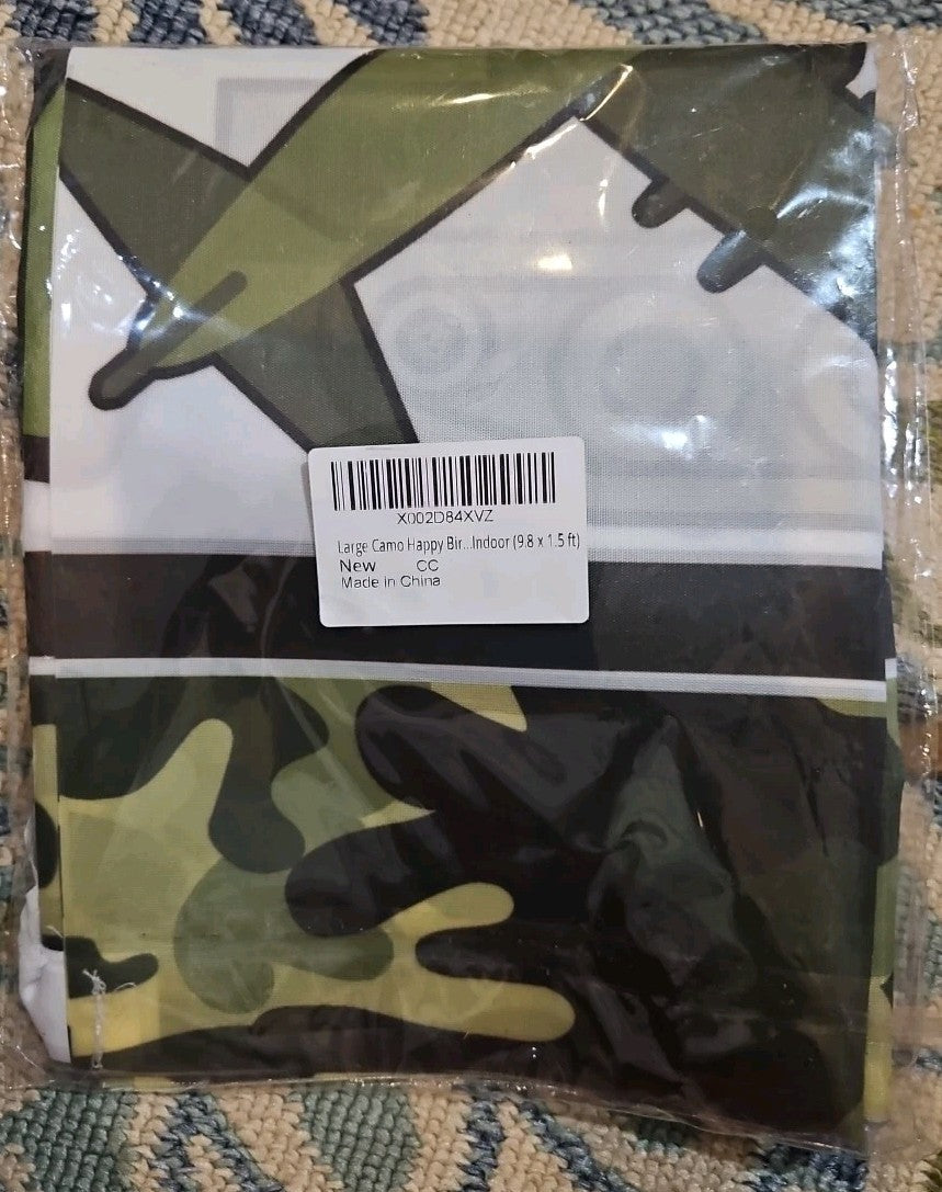 Camouflage Happy Birthday Banner Camouflage Birthday Party Backdrop 9.8-1.5 Ft