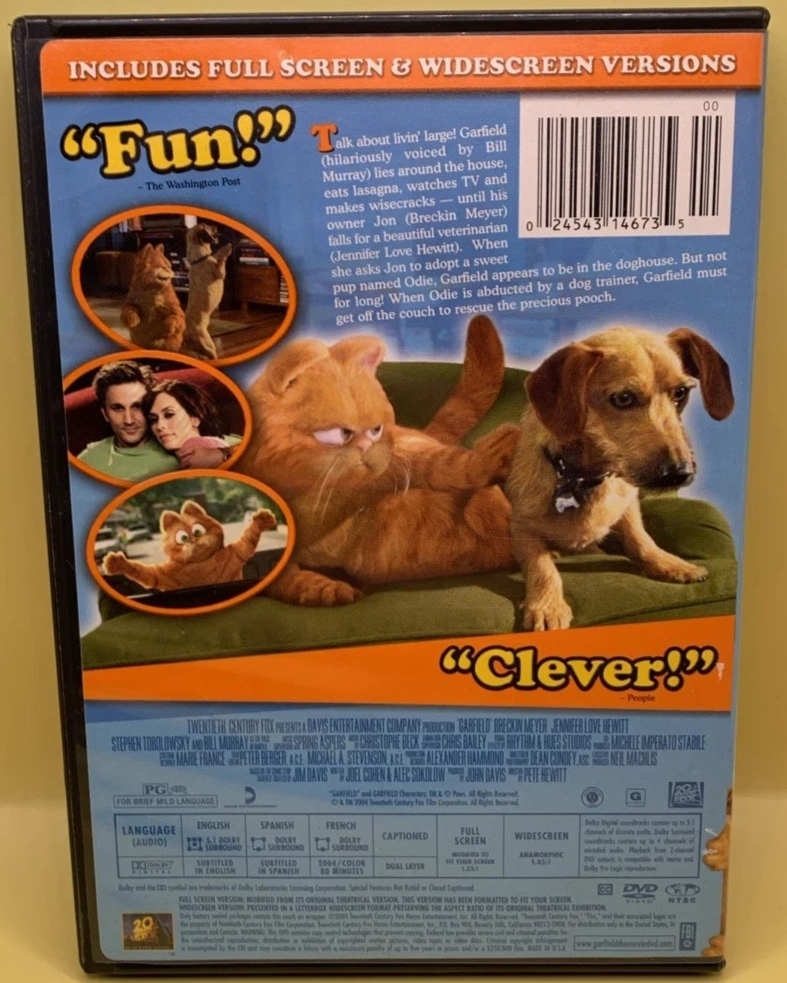 Garfield: the Movie (DVD, 2004) Tested.