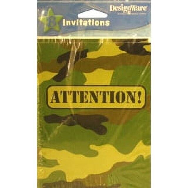 Qty = 8 Camoflauge Invitations with Envelopes - NEW (American Greetings)