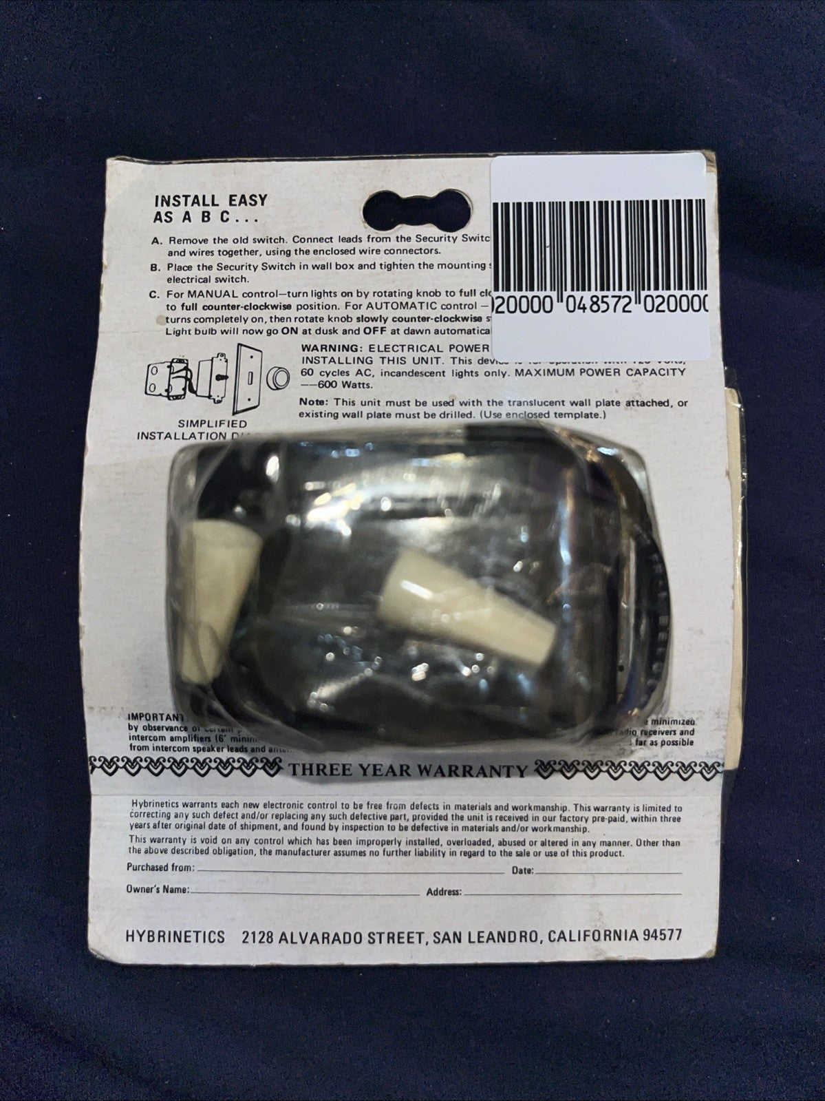 Hybernetics 1400 Light Switch Dimmer & Photocell Dusk/Dawn Additional Control