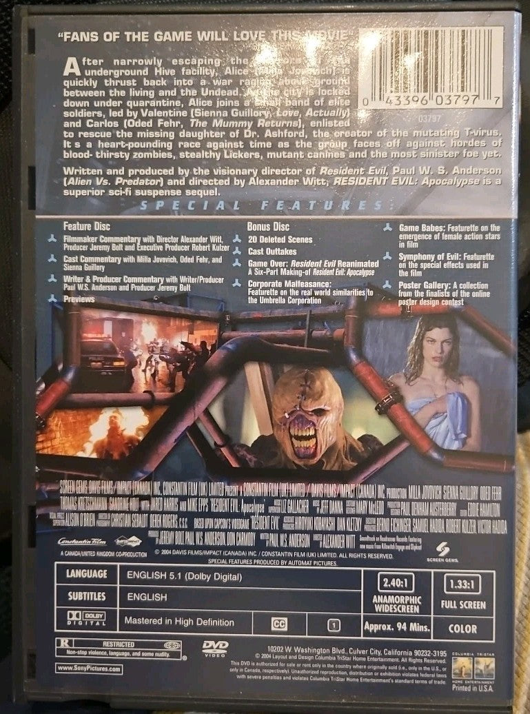 Resident Evil Apocalypse( DVD) Widescreen Special Edition New Sealed